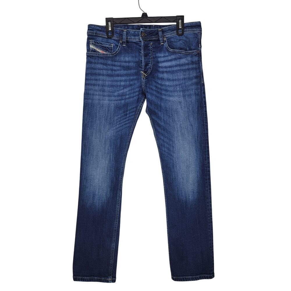 Diesel Industry Jeans Men 33 (34x29.5) Blue Slim Straight Button Fly Faded Denim